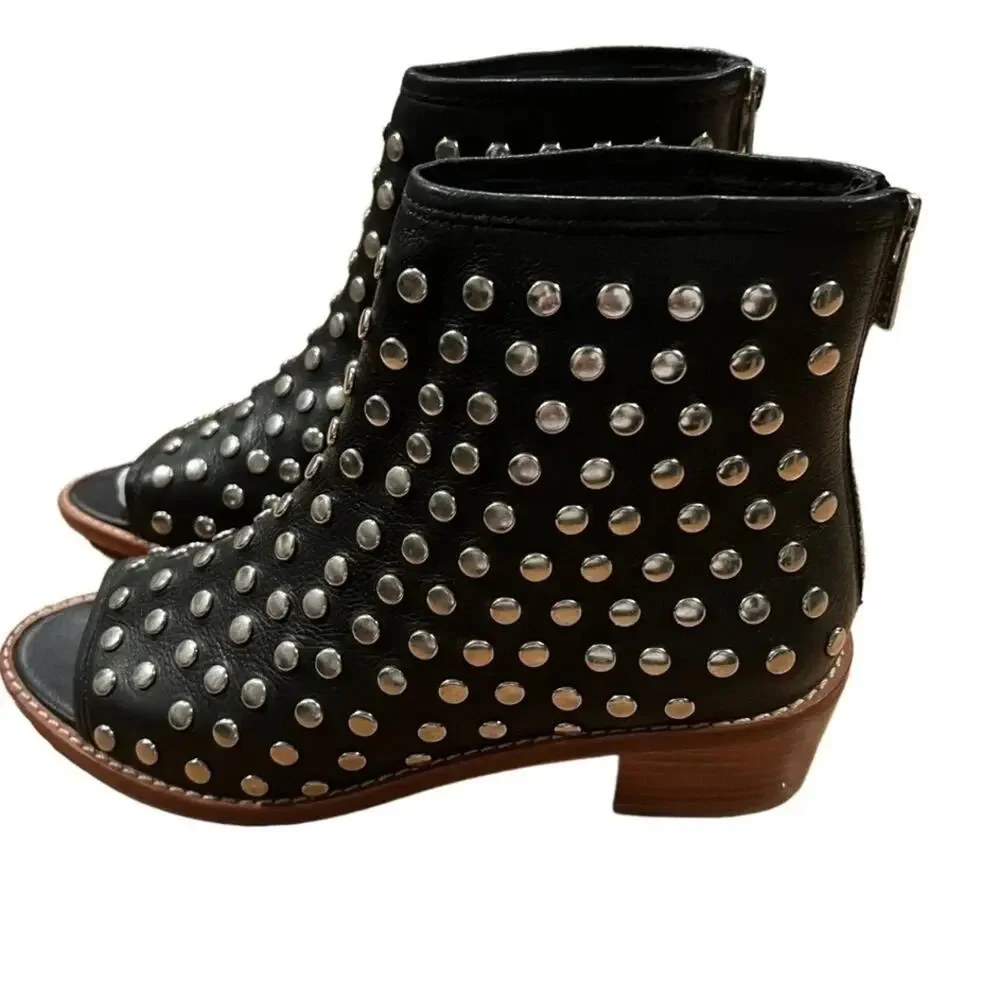 Loeffler Randall lone Studded Open-Toe Ankle Boot Size 7.5